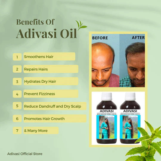 ORIGINAL ADIVASI HERBAL HAIR OIL - BUY 1 GET 1 FREE (⭐️⭐️⭐️⭐️⭐️ 4.9/5)